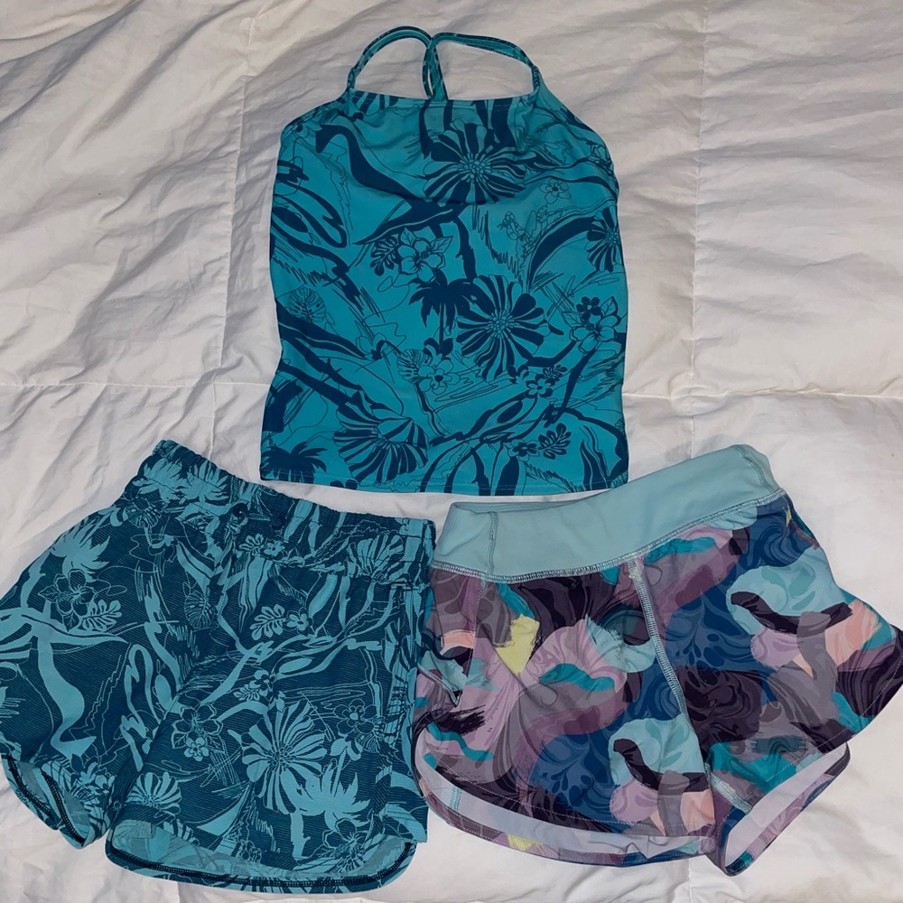 Athleta girls top and shorts XS